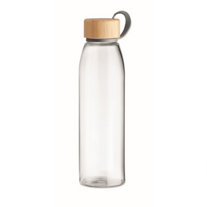 Bottiglietta promozionale in vetro e bambú colore transparente