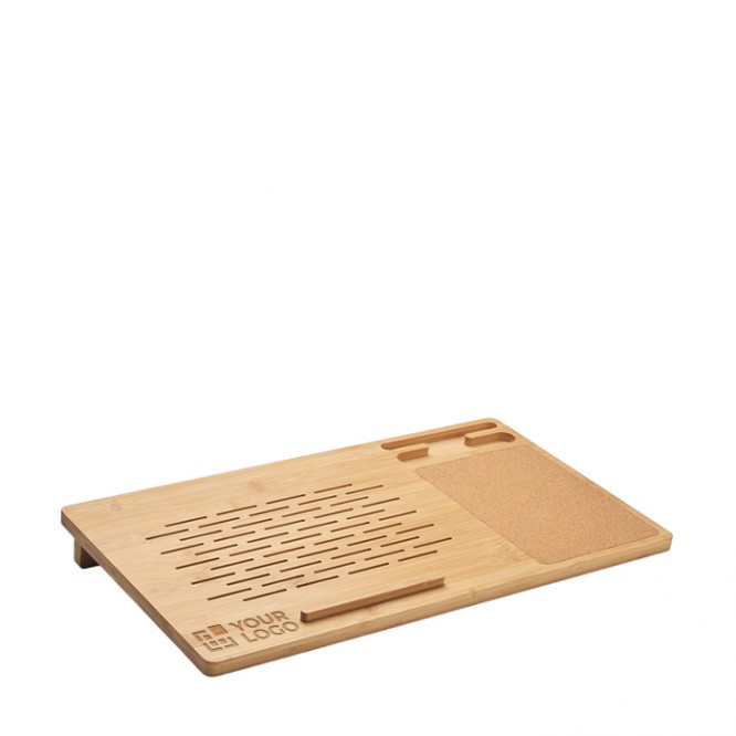 Supporto in legno con mouse pad in sughero