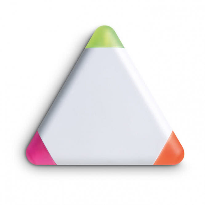 Evidenziatori in un triangolo colore bianco