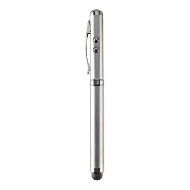 Penna pubblicitaria dotata di punta touch con laser colore argento opaco