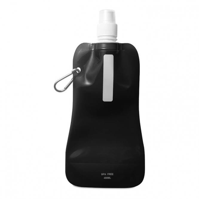 Bottiglia d'acqua pubblicitaria pieghevole 400ml colore nero
