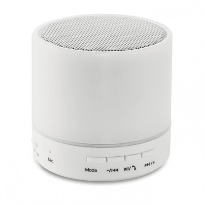 Altoparlante cilindrico per aziende con Bluetooth e LED colore bianco