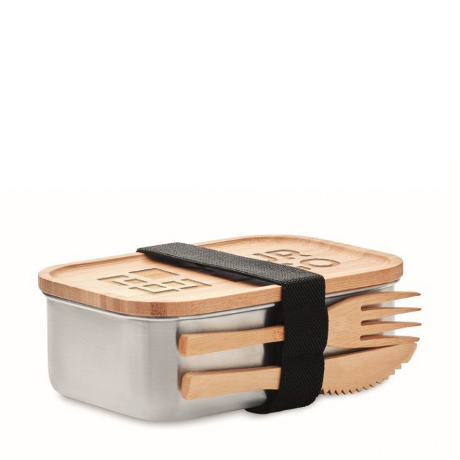Porta pranzo con posate personalizzabili colore legno