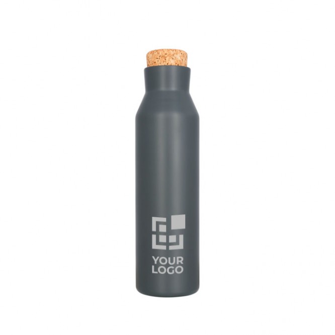 Bottiglia personalizzata con tappo in sughero color nero con custodia