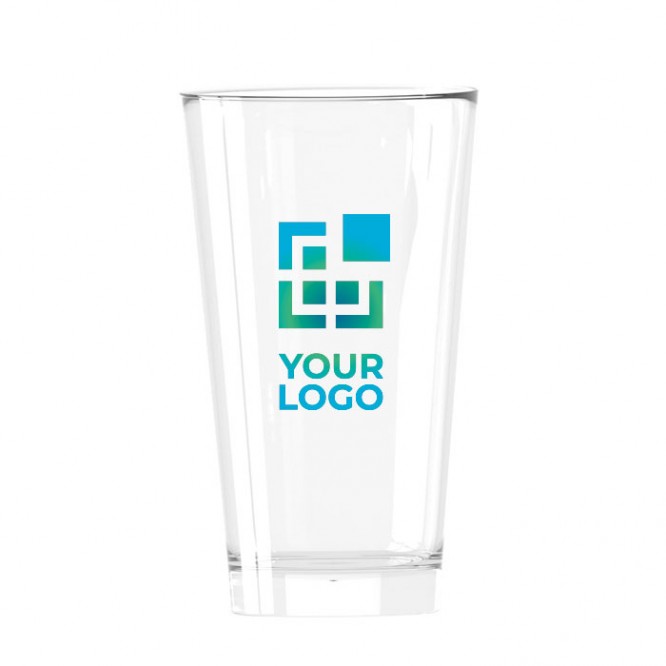 Bicchieri di vetro con logo per birra colore transparente stock finito