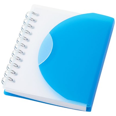 Block notes tascabile con logo e spirale colore blu