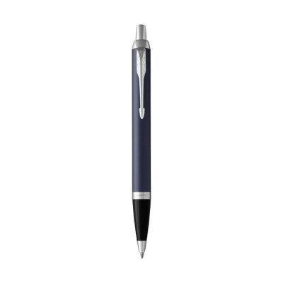 Penna promozionale con dettagli in argent color blu vista davanti