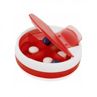 Porta pillole promozionale da 4 scomparti color rosso