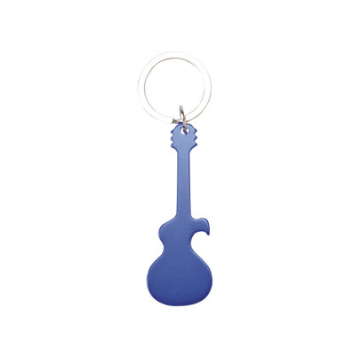 Portachiavi da incidere a forma di chitarra color blu