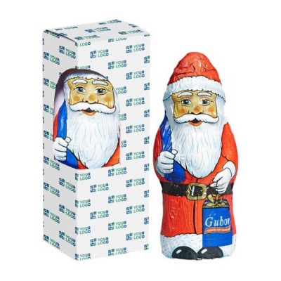 Babbo Natale di cioccolata in scatola personalizzabile color bianco vista principale