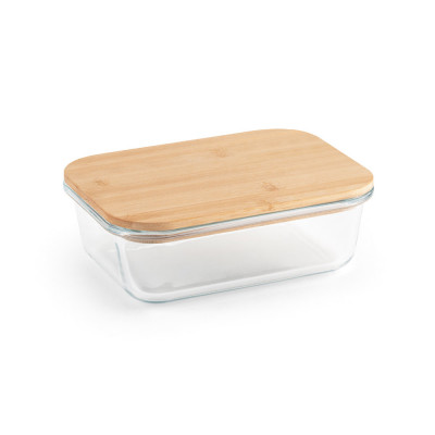 Lunch box promozionale in vetro e bambù color transparente