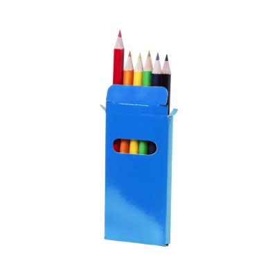 Scatola colorata con 6 matite per disegnare color blu