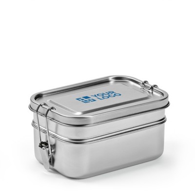 Lunch box in acciaio inox riciclato satinato con fibbie laterali 1,05l
