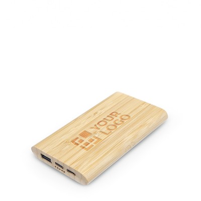 Powerbank ecologica in bambù con porta USB tipo C da 10.000 mAh