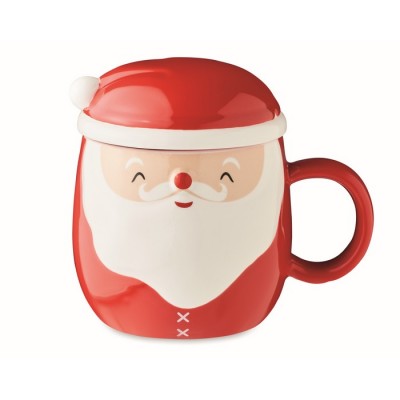 Tazza in ceramica natalizia personalizzabile color rosso