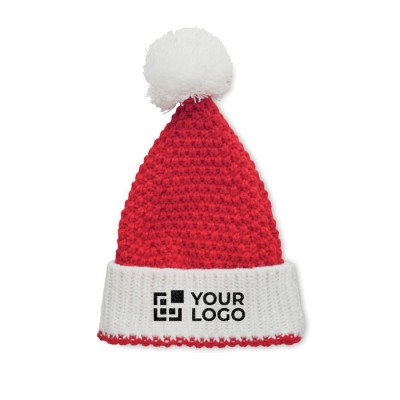 Cappello da Babbo Natale personalizzato con pompon in morbido acrilico vista area di stampa