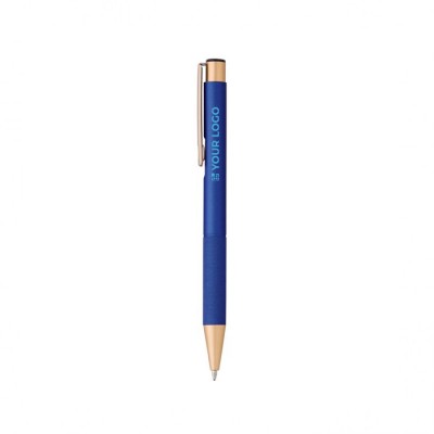 Penna in alluminio con finitura opaca e dettagli dorati inchiostro blu