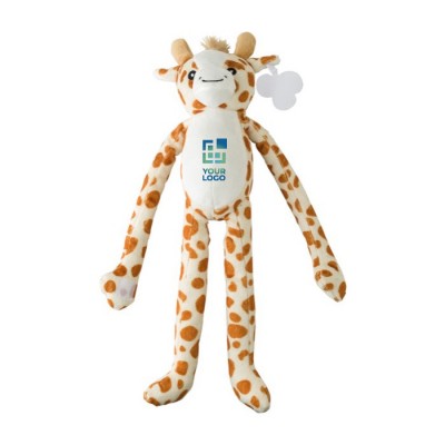 Giraffa di peluche con velcro sulle zampe ed etichetta personalizzabile