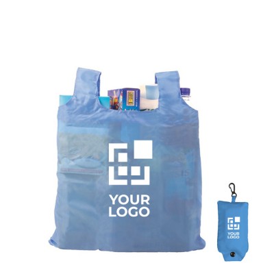 Shopping bag pieghevole in poliestere 190 T con moschettone