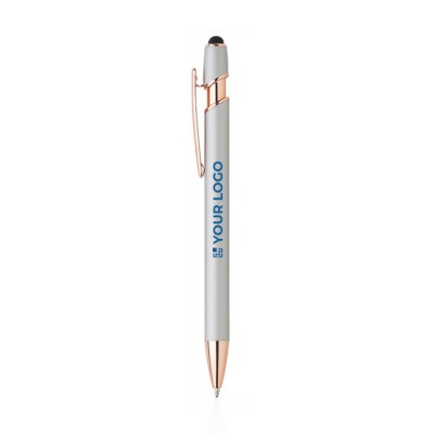 Penna touch con clip e punta in oro rosa inchiostro blu