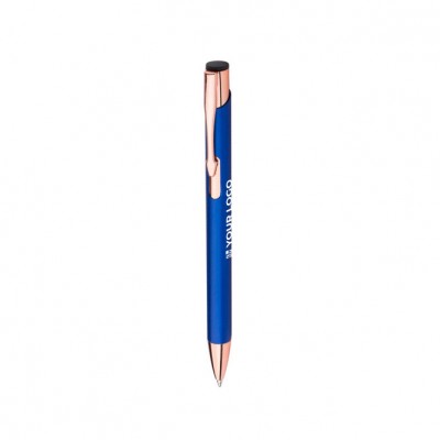 Penna in alluminio con dettagli in oro rosa inchiostro blu