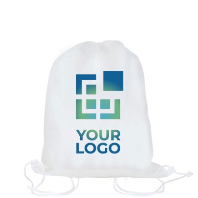 Gadget zainetti a sacca con logo color bianco