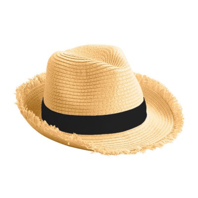 Cappello di paglia con frange personalizzabile color nero prima vista