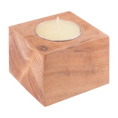Portacandela in legno di acacia con candela