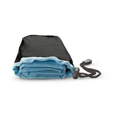 Asciugamani pubblicitari in borse di nylon colore azzurro