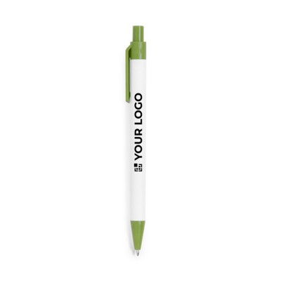 Penna eco-friendly con dettagli colorati e inchiostro blu