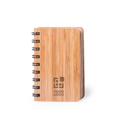 Block notes tascabile con copertina in bambù colore legno