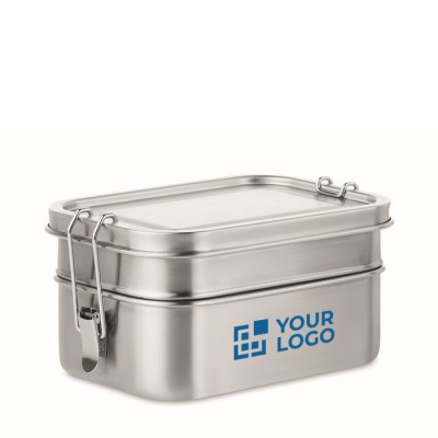 Lunch box in acciaio inossidabile color argento opaco