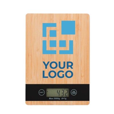 Bilancia da cucina con logo aziendale colore legno