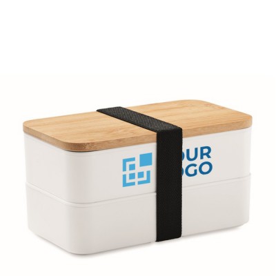 Lunch box doppi personalizzabili con posate vista area di stampa