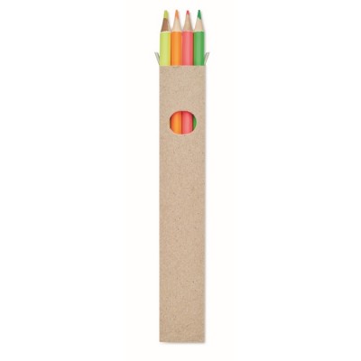 Scatolina con 4 matite colorate fluorescenti