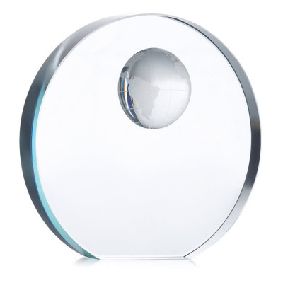 Trofeo pubblicitario con sfera di cristallo colore transparente