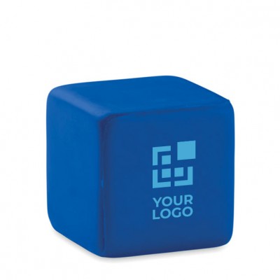 Cubo antistress personalizzato con logo vista area di stampa