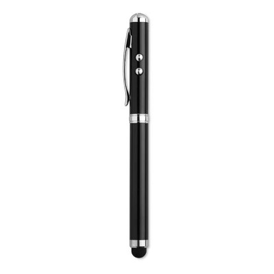 Penna pubblicitaria dotata di punta touch con laser colore nero
