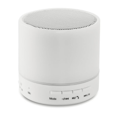 Altoparlante cilindrico per aziende con Bluetooth e LED colore bianco