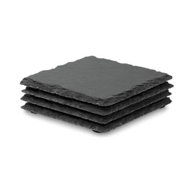 Set di sottobicchieri realizzati in pietra di lavagna colore nero