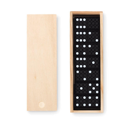 Domino pubblicitario in scatola di legno colore vegno