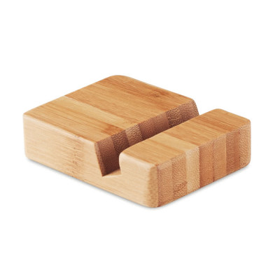 Supporto per cellulari in legno di bambù color legno