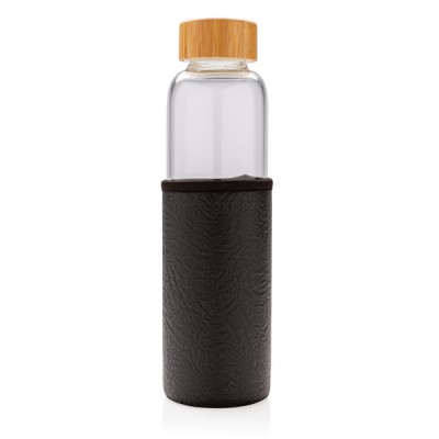 Bottiglia in vetro con fascia in PU colore nero