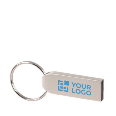 USB sottile in metallo personalizzata con anello portachiavi