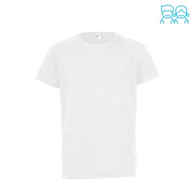 T shirt sportive con logo per bambini colore bianco