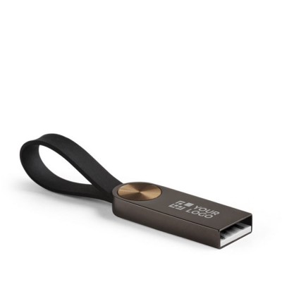 USB metallica personalizzata con laccetto in silicone 