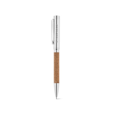 Penna promozionale con dettagli in sughero  color avorio