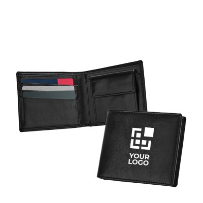 Portafoglio di pelle personalizzabile con logo color nero con logo