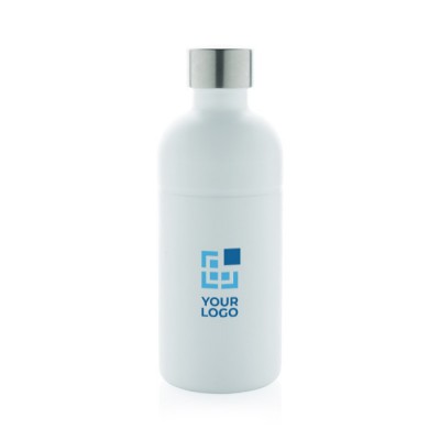 Bottiglia in acciaio inox riciclato con tappo antifuga da 800 ml color bianco vista area di stampa