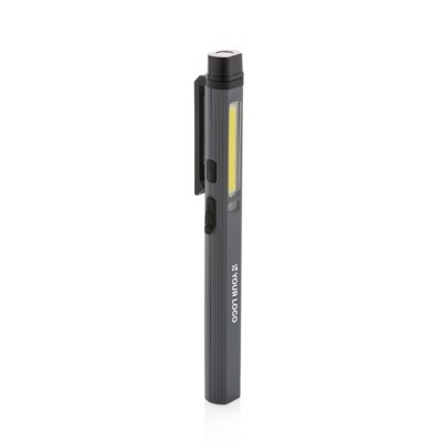 Torcia tascabile a forma di penna con luce COB, LED e luce blu